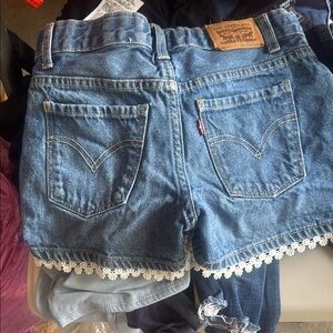 Levi's Blue Jean Shorts with Lace Trim